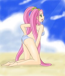 clothing color einstrigger female female_only genius_sonority hair human human_only kneeling long_hair lovrina_(pokemon) pink_hair pokemon pokemon_xd side_view solo