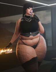 1female 1girls 3d 3d_(artwork) alternate_body_type ass bbw big_ass big_breasts black_hair breasts cellulite chubby chubby_female curvy curvy_body curvy_female curvy_figure female female_only fingerless_gloves fortnite looking_at_viewer mature mature_body mature_figure mature_woman milf mommy overweight overweight_female rain_(fortnite) sharp_fingernails solo solo_female thick thick_ass thick_thighs thighs vexonair voluptuous voluptuous_female watermark wide_hips