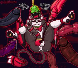 2025 animal_genitalia animal_penis anthro anus arms_above_head ass balls bet big_penis black_clothing black_hat black_headwear black_nose black_pawpads black_sclera bodily_fluids bound brown_penis canine_genitalia canine_penis chained chained_collar chains clothing demon detailed digital_drawing_(artwork) digital_media_(artwork) domestic_cat dripping english_text equine_genitalia equine_penis eyebrows feathered_wings feathers feet felid feline felis foot_focus foreskin fur genital_fluids genitals glans grey_body grey_fur grey_penis group hat hazbin_hotel headgear headwear heart_symbol hellaverse hi_res humanoid_genitalia humanoid_penis husk_(hazbin_hotel) hybrid knot leaking_precum male male/male mammal multicolored_body multicolored_ears multicolored_fur multicolored_tail necktie nipples nude pawpads paws penis pink_penis precum precum_drip precum_on_penis presenting presenting_anus presenting_balls presenting_penis purple_penis red_balls red_body red_eyebrows red_feathers red_penis simple_background tail tail_feathers teeth teeth_showing text vein veiny_balls veiny_knot veiny_penis velvetdraw white_balls white_body white_fur wings yellow_eyes