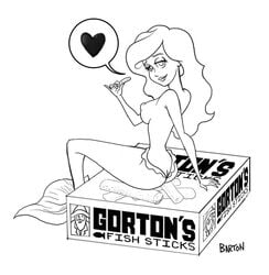 ariel disney gorton's_fish_sticks jbghoul monochrome nipples the_little_mermaid