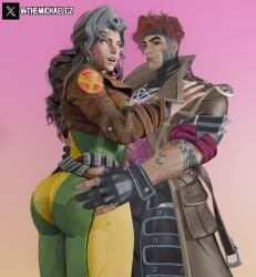 1boy 1boy1girl 1girl1boy 1girls 2025 3d 3d_(artwork) 3d_render anna_marie ass ass_grab belt blender blender_(software) bodysuit butt_grab ear earrings eyebrows female female/male gambit gambit_(marvel_rivals) gloves gradient_background gray_hair green_eyes hand_on_ass hand_on_chest hoop_earrings jacket looking_at_each_other looking_at_partner male male/female marvel marvel_comics marvel_rivals netease_games red_eyes red_hair remy_lebeau rogue_(marvel_rivals) rogue_(x-men) smirk smirking_at_partner smug smug_grin straight straight_couple suprised suprised_look surprised_expression tattoo tattooed_arm tattoos the_michael watermark x-men