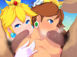 censored female human luigi male mario mario_(series) nintendo pink_doragon princess_daisy princess_peach pubes pubic_hair straight super_mario_bros. tagme unseen_male_face