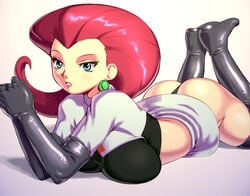 apostle ass big_breasts boots bra breasts clothing female female_only footwear handwear high_heel_boots human jessie_(pokemon) large_breasts nintendo pokemon thigh_boots