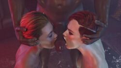 1boy 2girls 3d alena_xenakis alex_xenakis animated aurore_cassel blowjob blowjob_sandwich cock_pointing_towards_viewer collaborative_fellatio cyberpunk_2077 cyberpunk_2077:_phantom_liberty dark-skinned_male fellatio interracial lateoutdated longer_than_30_seconds looking_down_the_barrel penis_pointing_toward_viewer penis_towards_viewer short_video shorter_than_one_minute sound tagme teamwork video