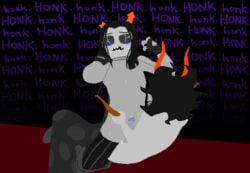 2boys accurate_art_style anal animated asphyxiation black_background black_hair bow choking equius_zahhak fingerless_gloves forced_yaoi gamzee_makara gay grey_skin homestuck horns long_hair male male_only ms_paint_adventures open_mouth penis rape sharp_teeth short_hair sunglasses sweat text troll yaoi