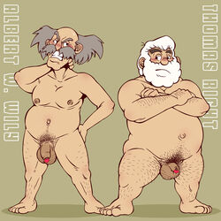 2boys beard blush crossed_arms dobnezumi dr._thomas_light dr._wily dr_light flaccid male male_only mature_male mega_man mega_man(classic) nipples nude nude_male old_man penis slightly_chubby small_penis white_hair