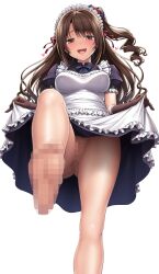 censored censored_feet dress_lift going_commando maid_uniform pixelated upskirt