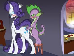 dragon equine friendship_is_magic interspecies my_little_pony rarity_(mlp) smooth_skin spike_(mlp) unicorn v-d-k