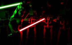 2012 3d ahsoka_tano b1_battle_droid battle_droid clone_wars droid green_lightsaber jedi jedi_padawan kondaspeter lightsaber red_lightsaber star_wars tagme the_clone_wars:_season_four togruta