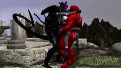 2boys 3d alien alien_(franchise) anthro ass deezmo demon double double_penetration dragon female feral_on_anthro hybrid kangaroo male marsupial muscles penetration reaver reaver2kl4u reptile scalie sex snake straight testicles threesome vaginal_penetration what xenomorph