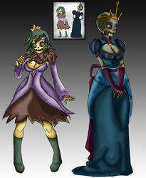 2girls adventure_time breasts cartoon_network crown dress female maniacpaint nightmare_waifu oddrich princess_beautiful skeleton skeleton_princess tagme undead