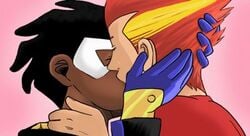 dc gay hotstreak kissing male static_shock tagme virgil_hawkins yaoi