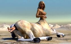 3d_(artwork) anal anal_vore anus big_breasts blonde_hair breasts centaur digital_media_(artwork) equid equid_taur european_mythology female female_pred greek_mythology hair humanoid_taur mammal mammal_taur mythology nipples pwrof3d same_size_vore taur vore