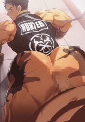 bara cumdump dat_ass fat_ass fat_belly gay gay_domination huge_biceps kijibato looking_behind maledom malesub meat_toilet men_only muscular_male on_all_fours ripped_pants sex_slave thrusting_into_ass yaoi