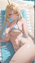 1girls ai_generated beach beach_chair big_breasts bikini bikini_bottom bikini_top blonde_female blonde_hair blue_eyes breasts curvy curvy_body curvy_female dreamyan_ai elf elf_ears elf_female elf_girl female female_focus female_only fleurdelys_(wuthering_waves) hi_res high_quality high_resolution highres horn huge_breasts large_breasts long_hair looking_at_viewer lying lying_on_side micro_bikini on_side pointy_ears seductive seductive_eyes seductive_look seductive_mouth seductive_pose seductive_smile single_horn smile smiling solo solo_female solo_focus thick_ass thick_thighs thighs uncensored very_long_hair wuthering_waves yellow_hair