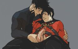 2boys batman_(series) black_hair conner_kent dc dc_comics gay gloves hamletmachine handjob human male male_only multiple_males penis red_robin superboy superboy_(conner_kent) superman_(series) tim_drake yaoi