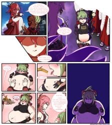 5girls belly belly_button big_belly breasts comic exposed_fat_belly fat fat_female fat_girl female female_focus female_only genshin_impact green_hair hoyoverse inazuma_girls inazuma_porn kuki_shinobu light-skinned_female light_skin masked masked_female mihoyo mihoyo_technology_(shanghai)_co._ltd. multiple_girls obese obese_female sitting standing weight_gain weight_gain_female yae_miko