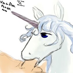 amalthea_(tlu) blue_eyes equine faceless_male fellatio fellatio_from_feral horn human human_on_feral interspecies lady_amalthea male_human/female_feral male_on_feral oral penis the_last_unicorn unicorn vacdog