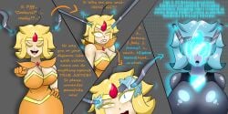 blonde_hair breasts comic denial femsub freckles instant_loss onorgasmic original robot robot_girl robotization spiral sunny_breeze_(onorgasmic) tech_control text transformation visor wires