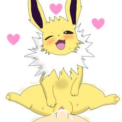 black_eyes blush clitoris cum cum_in_pussy cum_inside digital_media_(artwork) duo eeveelution eyelashes fangs female female_focus feral furry genital_fluids genitals happy happy_sex heart hi_res human jolteon larger_male light-skinned_male looking_at_viewer lying male male/female male_human/female_pokemon mammal nintendo nude on_back one_eye_closed open_mouth penetration penis pink_pussy pokemon pokemon_(species) pokephilia pov pussy sex simple_background size_difference smaller_female smile spikes spread_legs sweat tagme teeth testicles vagina vaginal_penetration video_games yellow_fur zoophillia