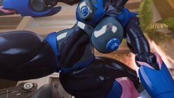 arcee arcee_(prime) battle_damage blue_eyes explosion exposed_breasts functionally_nude functionally_nude_female giantess grandmastersurgeon human_male pov pov_male robot robot_girl robot_humanoid size_difference solo_male transformers transformers_prime