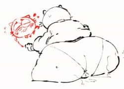 animated anthro blush bodily_fluids butt_slam clothed clothing domestic_cat felid feline felis looking_pleasured lucas_(elchilenito) male male/male mammal neato5 offscreen_character overweight overweight_male partially_clothed sex solo sweat underwear