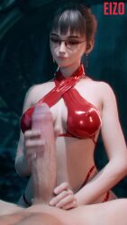 3d animated earrings eizo3d eve_(stellar_blade) glasses handjob red_clothing stellar_blade tagme video