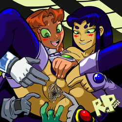 2d 2girls alien alien_girl alien_look_like_human alien_only beast_boy blackfire blush boots cyborg_(dc) dc dc_comics dick_grayson female fingering grey-skinned_female grey_skin incest komand'r koriand'r male orange_hair pussy_juice r!p rachel_roth raven_(dc) red_hair robin_(dc) robin_(dick_grayson) sisters spread_pussy starfire straight tamaranean tan-skinned_female tan_skin teen_titans