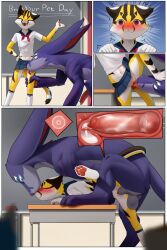 2:3 absurd_res andromorph animal_genitalia animal_penis anthro balls blush bodily_fluids canine_genitalia canine_penis comic cum cum_in_uterus cum_in_vagina cum_inside domestic_cat ejaculation felid feline felis feral genital_fluids genitals hi_res impregnation internal intersex intersex/male keon_(neos8) knot licking male mammal multi_eye ovum pawpads penetration penile penile_penetration penis penis_in_vagina sex sperm_cell steel_cat steel_cat_(character) tongue uterus vaginal_penetration