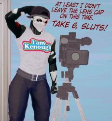 1boy arrancon backwards_hat camera clothed_male offscreen_female recording rwby skorn_(arrancon_grimmed)