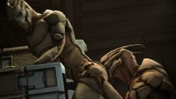 alien anal bioware cheap-wazoo duo electronic_arts hi_res leaning looking_back male male/male mass_effect nude open_mouth oral rimming sex side_view standing turian