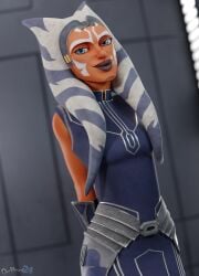 1girls 3d_model 3d_render ahsoka_tano alien alien_girl arms_behind_back big_eyes big_lips blue_eyes clothed clothing dochaunt24 eyelashes face_tattoo interior_background lekku looking_at_viewer montrals no_humans orange_skin posing seductive seductive_look solo_female standing star_wars star_wars:_the_clone_wars tattoo the_clone_wars:_season_seven togruta variations watermark