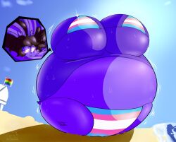 big_breasts bikini blueberry_inflation breasts cleavage female furry huge_breasts hyper_breasts inflation notmrsatsuma thick_thighs wide_hips