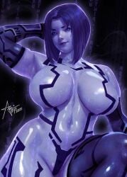 big_breasts big_thighs blue_skin child_bearing_hips cortana halo halo_(game) halo_(series) robot_girl