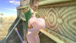 3d areolae ass bimbo breasts deity gigantic_breasts goddess green_hair huge_areolae huge_ass huge_breasts huge_nipples kid_icarus large_ass large_breasts long_hair nipples palutena very_long_hair