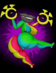 anus ass big_breasts big_butt breasts deltarune female hi_res humanoid lips maxhe multicolored_body nipples nude nude_female posing_for_picture shuttah smile solo thick_thighs undertale_(series) vulva