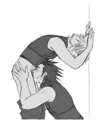 2boys blowjob cloud_strife final_fantasy final_fantasy_vii gay gay_sex zack_fair