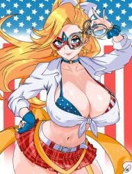 big_ass big_breasts big_breasts big_butt big_thighs big_titties clothing curvaceous curvaceous_female curvaceous_figure curvy curvy_figure curvy_hips female female_focus female_only kamen_america kamen_america_(character) kamen_america_(series) long_hair looking_at_viewer waifuviolenta yellow_hair