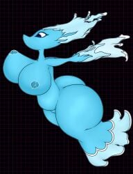 ass big_breasts big_butt breasts deltarune elemental_creature female hi_res humanoid maxhe miss_mizzle mizzle_(deltarune) mouthless nipples side_view solo undertale_(series) vulva water water_creature waterfall