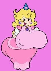 blue_hat hyper mad_(series) mr_artstyle_(artist) parody pink_dress princess_peach purple_gem shortstack