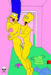 asphyxiation bart_simpson breasts choking color cum female from_side human incest indoors male marge_simpson nipples nude penis sex standing straight strangling tagme the_fear the_simpsons