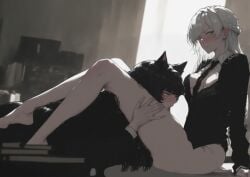 blake_belladonna cat_ears catgirl kizirugai licking rwby weiss_schnee