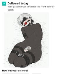 1boy ai_generated ball_gag black_clothing blindfold bondage character_request chastity_cage femboy femboy_only femboysub feminine_male fucktoy gagged imminent_rape kidnapped leather_straps nier:_automata restrained sex_slave short_hair sissy slave small_penis sondu tagme thick_thighs thighs