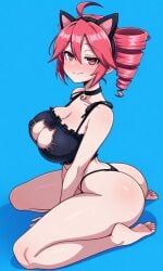 1girls ahoge ai_generated areola_slip areolae ass big_ass big_breasts bikini blue_background blush breasts cameltoe cat_ears cat_lingerie choker choker_bell cleavage cleavage_cutout curvaceous curvy curvy_female curvy_figure feet female female_only huge_ass huge_breasts huge_thighs kasane_teto large_ass large_breasts lingerie looking_at_viewer nipple_bulge red_eyes red_hair shiny_skin sitting solo solo_female thick_thighs thighs twin_drills underboob utau wide_hips