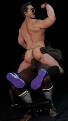 3d 3d_(artwork) anal anal_sex back_view black_shoes cap for_mee123 fuck fucking gay gay_sex interracial interracial_sex interracial_yaoi johnny_cage male/male male_only mortal_kombat_11 nike_shoes open_mouth penetration pleasure_face purple_shoes sex socks sunglasses sweat sweaty_body training watch white_socks yaoi