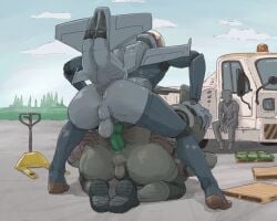 a-10 aircraft aircraft_humanoid airplane anal anal_sex animal_genitalia animal_penis anthro anus ass balls detailed digital_media_(artwork) dominant dominant_male duo erection f18 fingers genitals gromdrawing hi_res jet kneeling knot living_aircraft living_machine living_vehicle machine male male/male male_penetrated male_penetrating male_penetrating_male nozzle nude nude_male penetration penis raised_tail rear_view runway sex simple_background small_balls spread_anus spreading submissive submissive_male tail vehicle wings