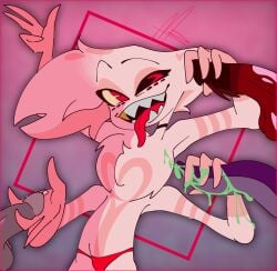 angel_dust angel_dust_(hazbin_hotel) cute demon demon_boy demon_cock gangbang gay gay_male gay_pride group_masturbation hazbin_hotel hellaverse jerkingoff pink_eyes prostitution sharp_teeth smile spider tentacle