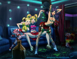 3girls abraham_lopez candi_stryper clothing crossover durtyspork female human juliet_starling lollipop_chainsaw multiple_females multiple_girls the_house_of_the_dead varla_guns yuri zombie