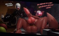 2boys 3d anthro ass ass_bigger_than_head balls big_ass big_balls big_butt big_penis bimbo_lips bubble_butt canine canine_genitalia canine_penis caught caught_masturbating curvaceous curvy curvy_figure dialogue english_text fapping femboy five_nights_at_freddy's five_nights_at_freddy's_2 fox foxy_(fnaf) furry girly glowing_eyes huge_ass huge_balls huge_cock hung_trap imminent_orgasm knot knotted_penis lipstick male male_only marionette_(fnaf) masturbation micropenis nude onomatopoeia penis penis_piercing piercing puffy_lips puppet_(fnaf) purple_lipstick rckke sharp_teeth slim_waist small_penis text thick_thighs voluptuous voluptuous_male vr_headset watching_masturbation white_eyes wide_hips