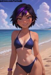 ai_generated ass beach big_hero_6 breasts gogo_tomago minibikini